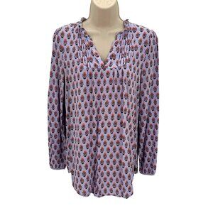 Matilda Jane Womens Lavender Floral Long Sleeve Pleated Blouse Size M